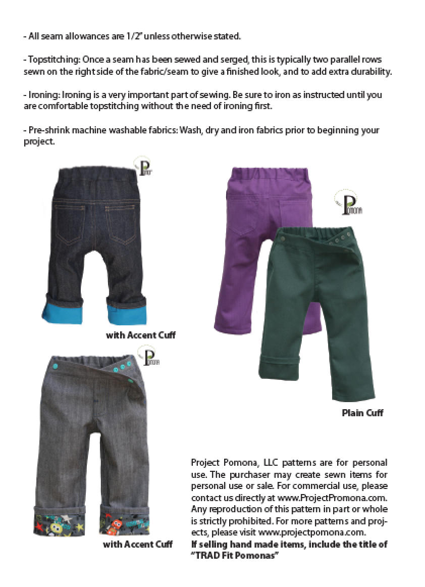 Project Pomona TRAD Fit Pants PDF Pattern