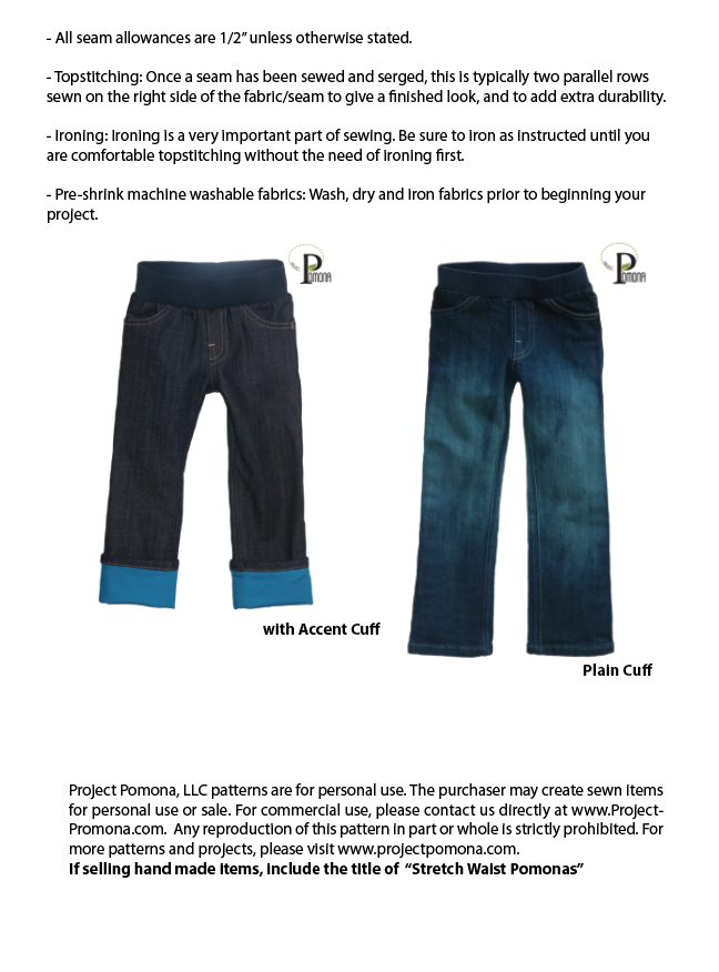 Project Pomona Stretch Waist Pants PDF Pattern